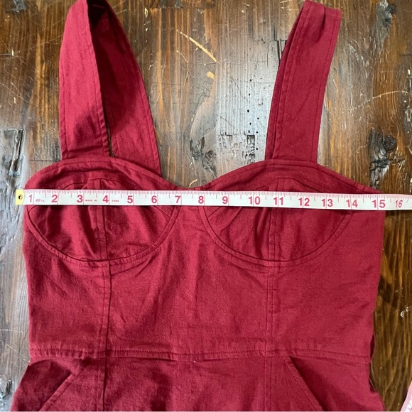 Urban Outfitters Women Angelique Belted Sleeveless Linen Mini Dress Red Size 2 - Picture 8 of 10